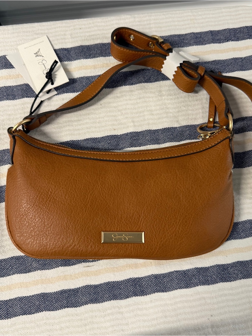 Jessica Simpson NWT Sherpa Shoulder Bag Camel Faux Leather Hobo Purse